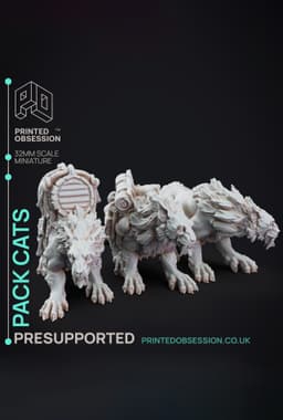 Pack Cats - Tabaxi Caravan - PRESUPPORTED - Illustrated and Stats - 32mm scale 3d model