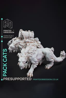 Pack Cats - Tabaxi Caravan - PRESUPPORTED - Illustrated and Stats - 32mm scale 3d model