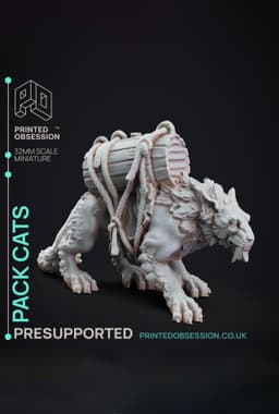 Pack Cats - Tabaxi Caravan - PRESUPPORTED - Illustrated and Stats - 32mm scale 3d model