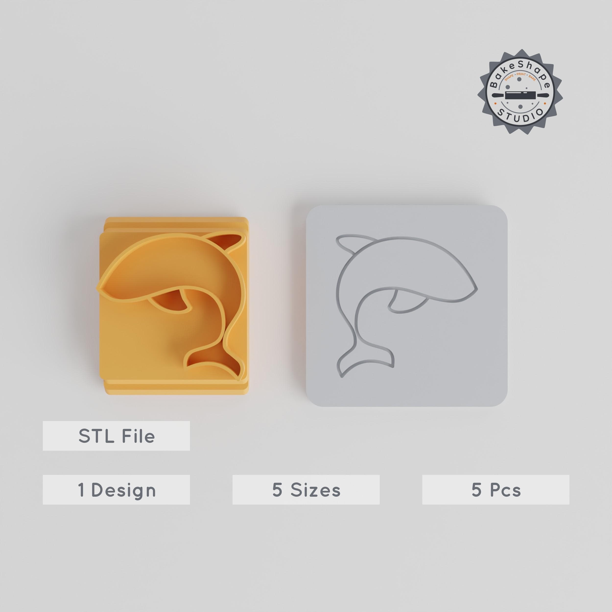 Dolphin Stamp Tile Set, Sea Mammal Design, 5 Sizes 20-40mm, Ideal for Clay, Cookies & Fondant PRODUCT_3700 3d model