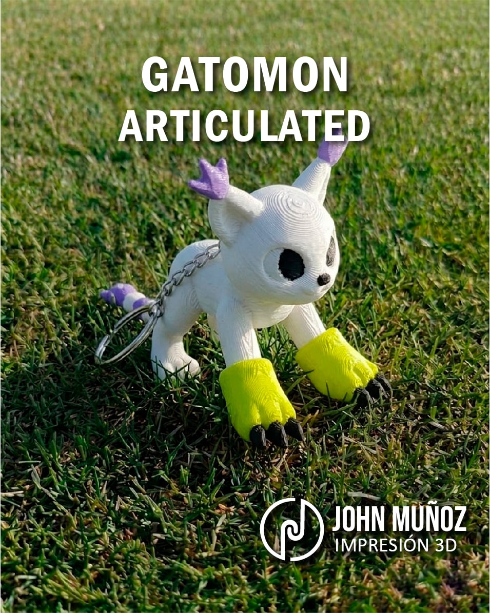 Gatomon Digimon - fidget Toy & Keychain Articulated-free support 3d model