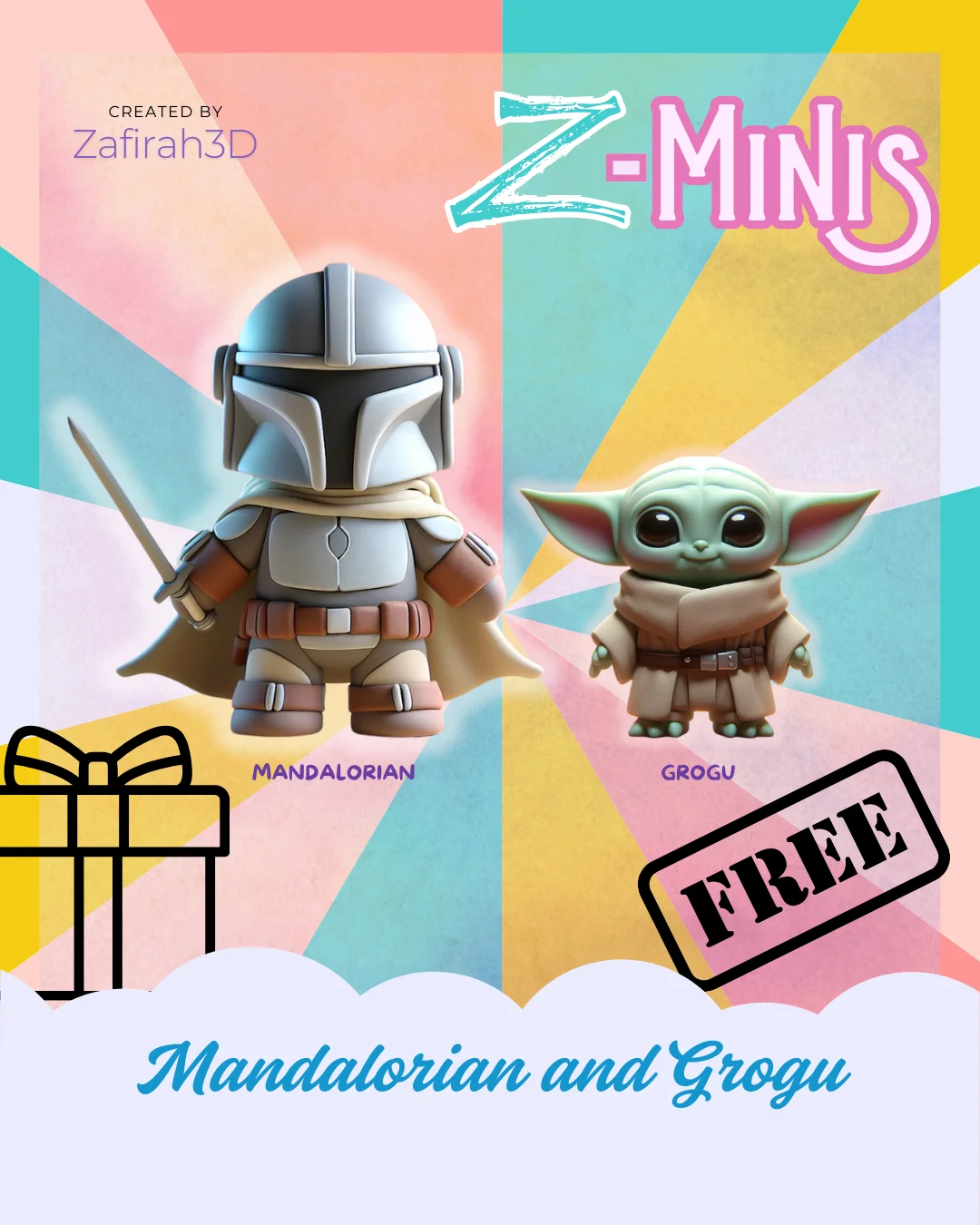 FREE! MANDALORIAN AND GROGU Z-MINIS COLLECTION 3d model