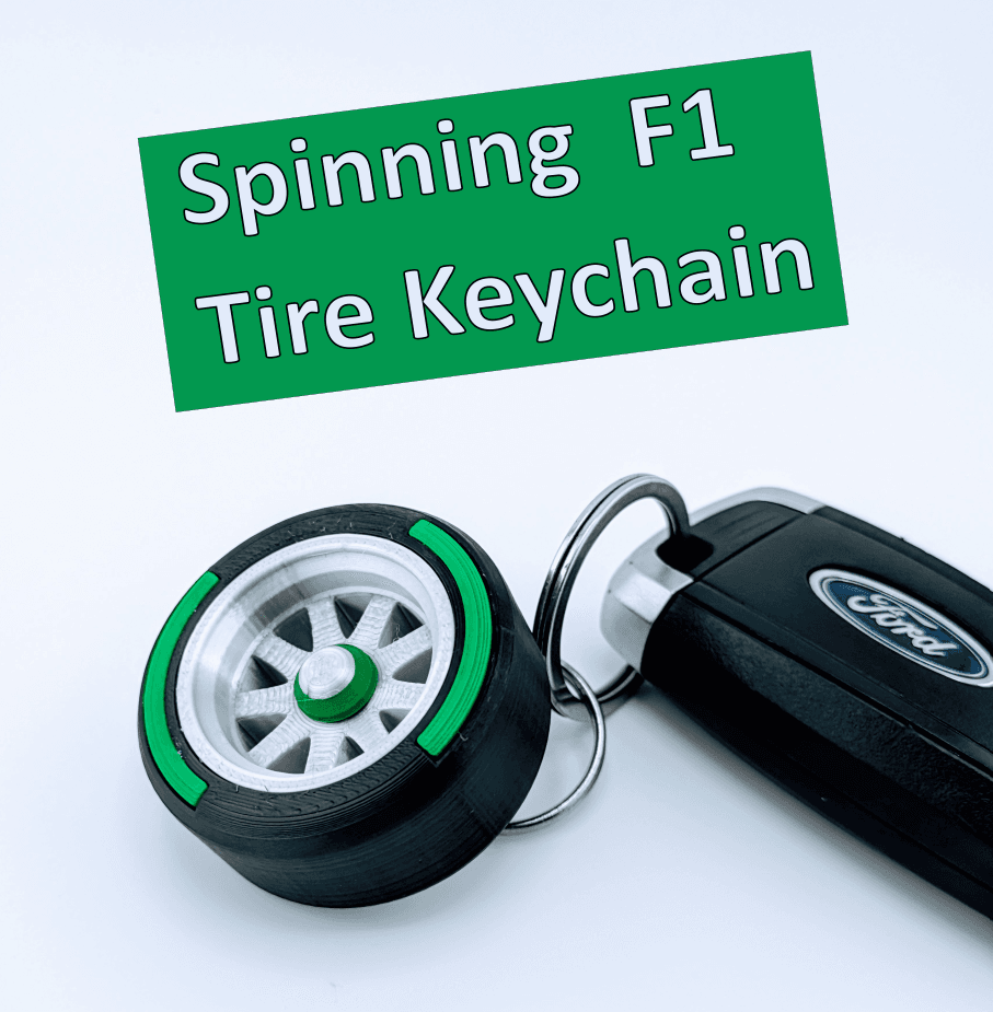 Spinning F1 Inspired Tire Keychain 3d model