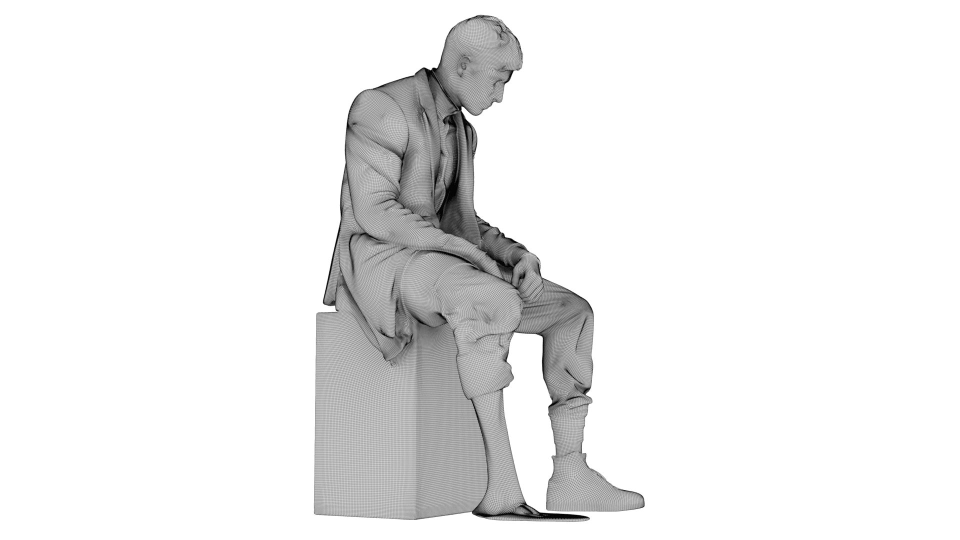 Marble Melting Thinking Man 3d model
