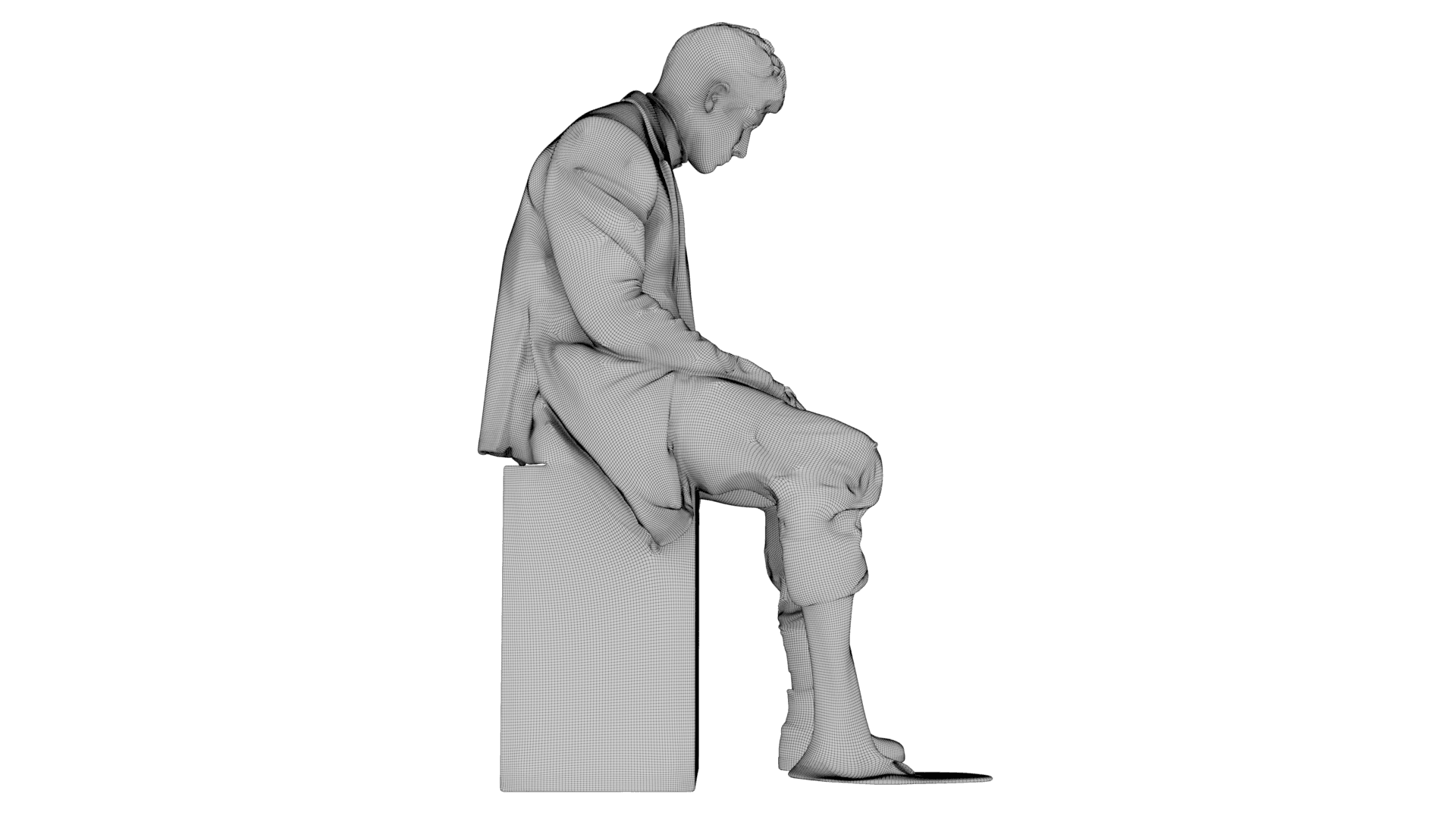 Marble Melting Thinking Man 3d model