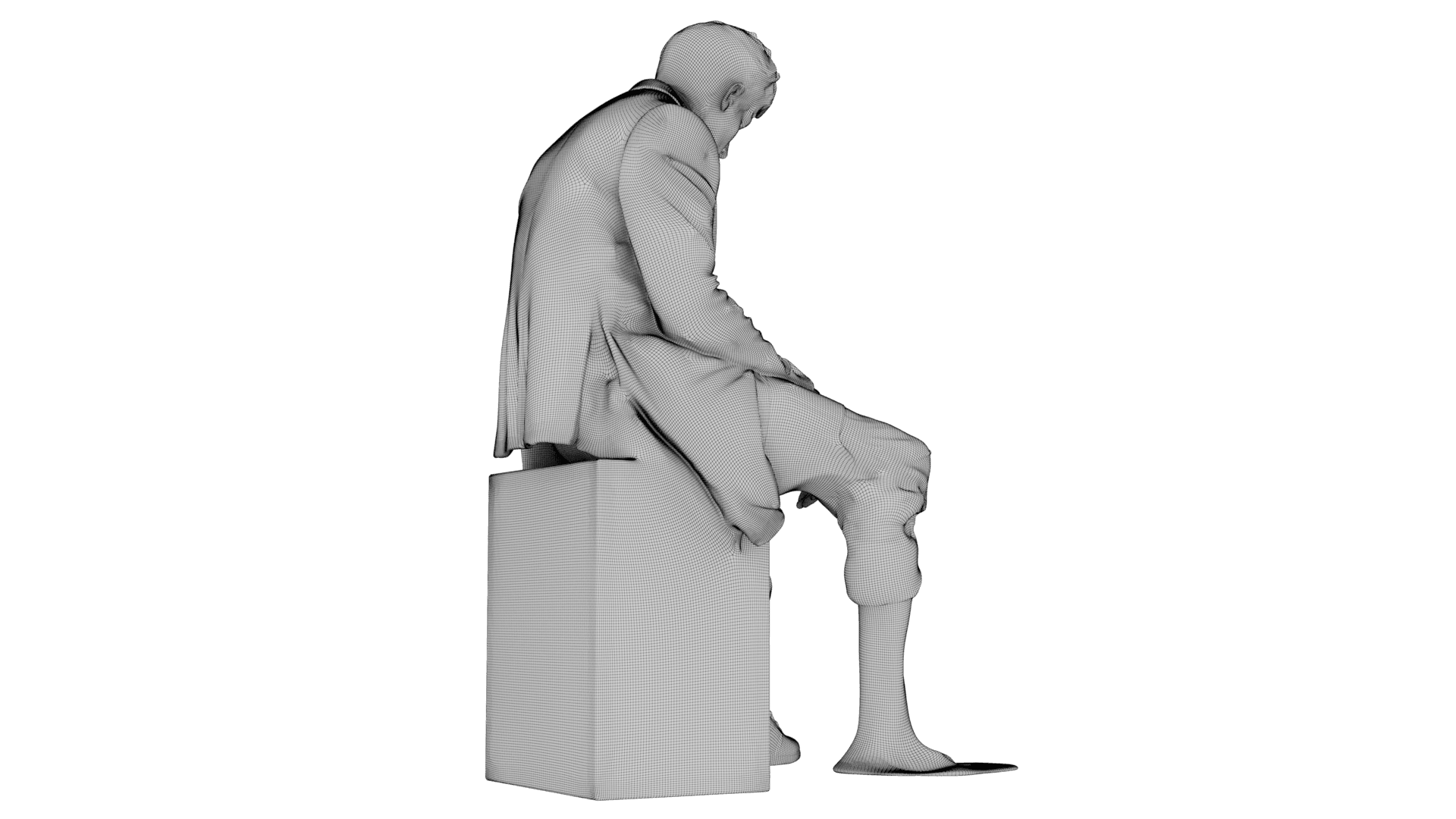 Marble Melting Thinking Man 3d model