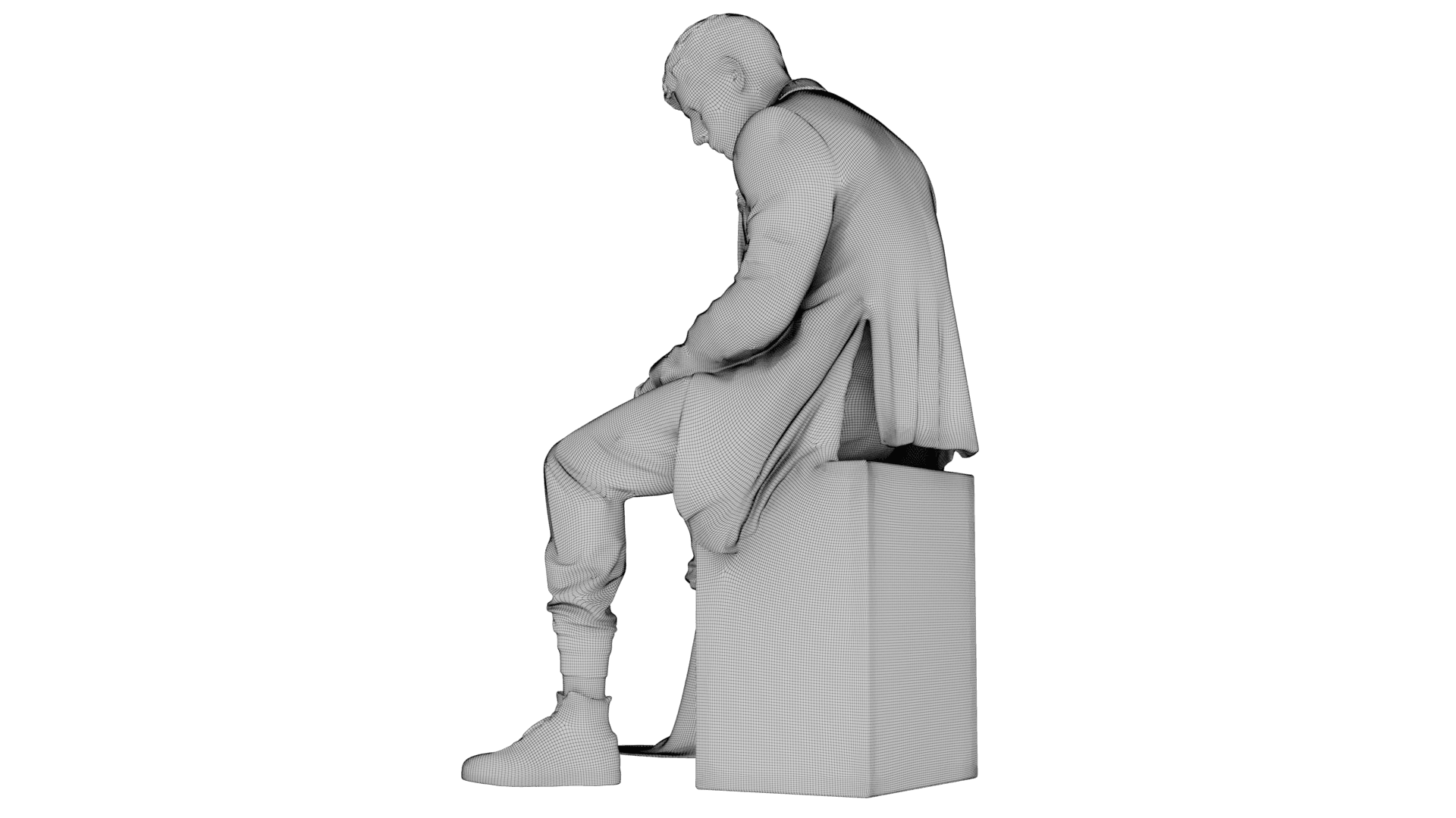 Marble Melting Thinking Man 3d model
