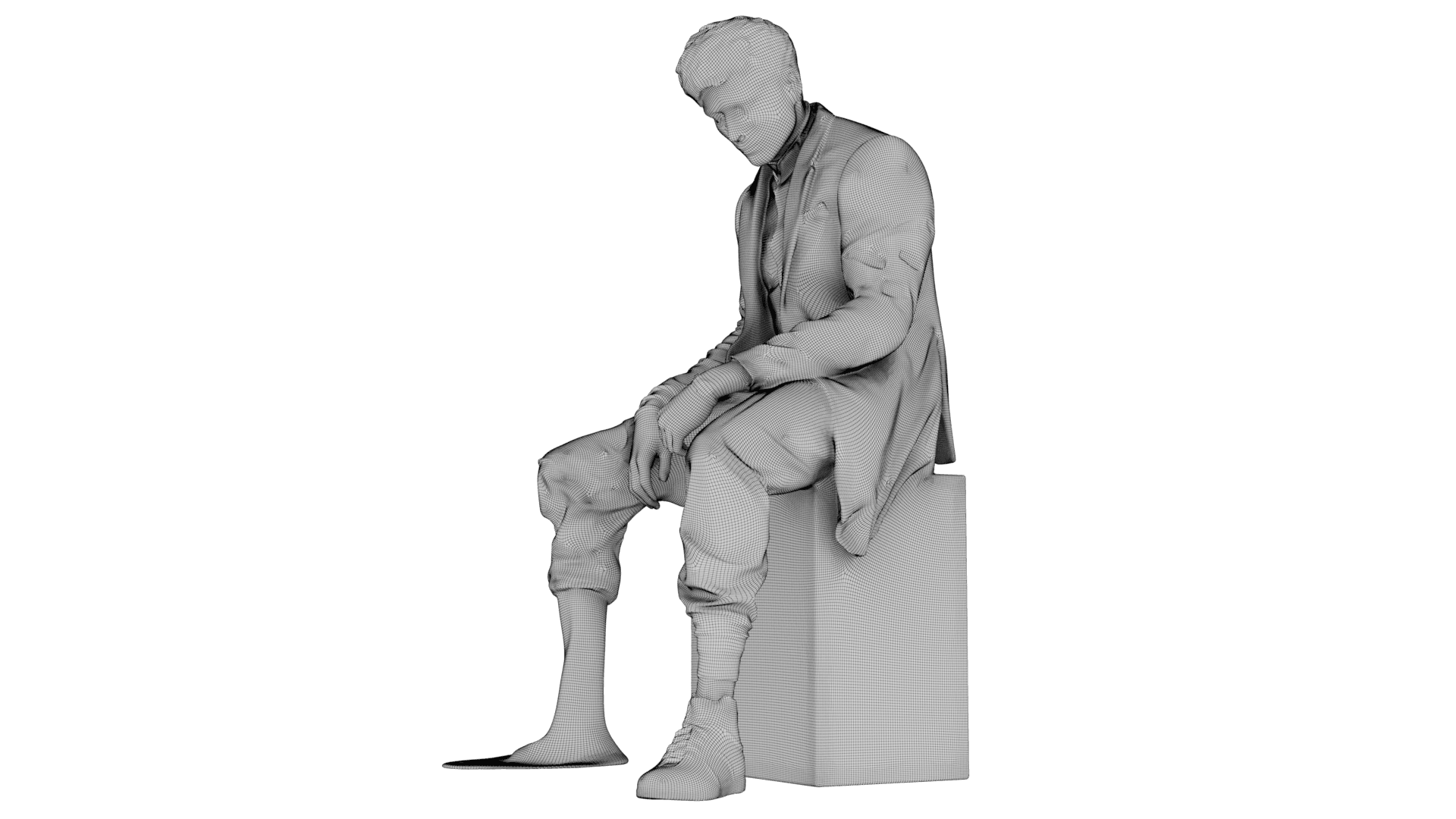 Marble Melting Thinking Man 3d model