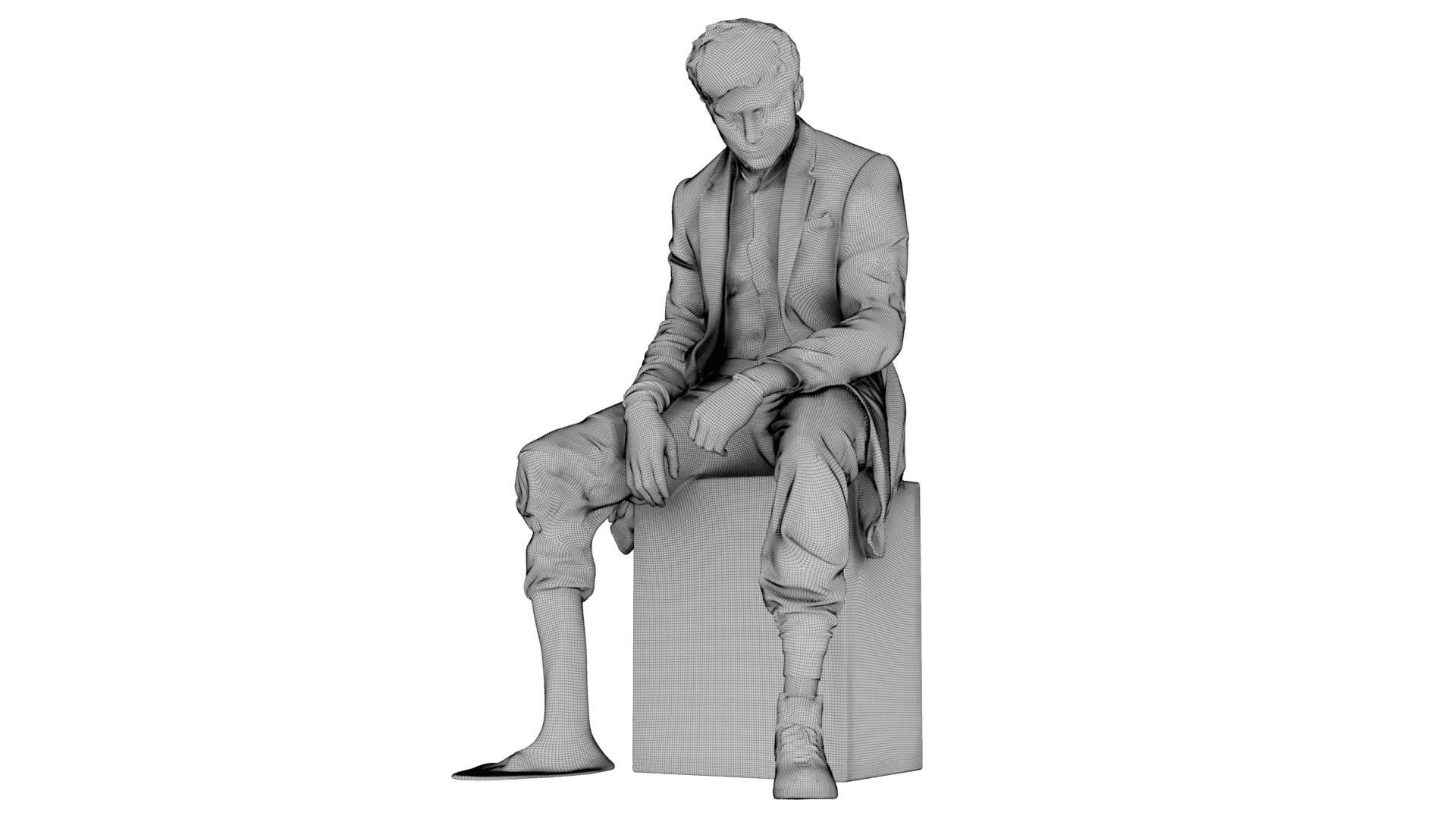 Marble Melting Thinking Man 3d model