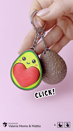 Avocado Clicker Heart Keychain, Romantic San Valentine's Gift, Love 3d model