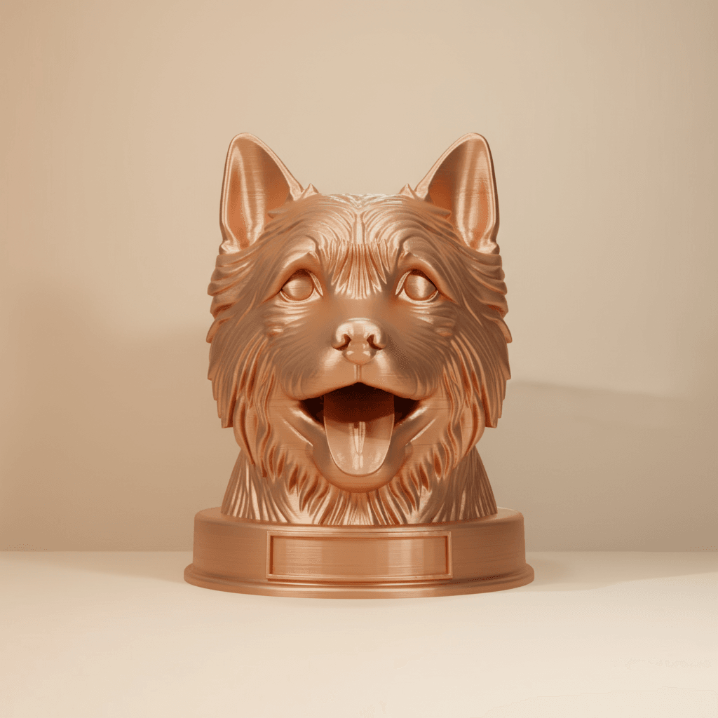 Norwich Terrier Dog Bust with Nameplate - 3D Printable Dog Lover Gift 3d model