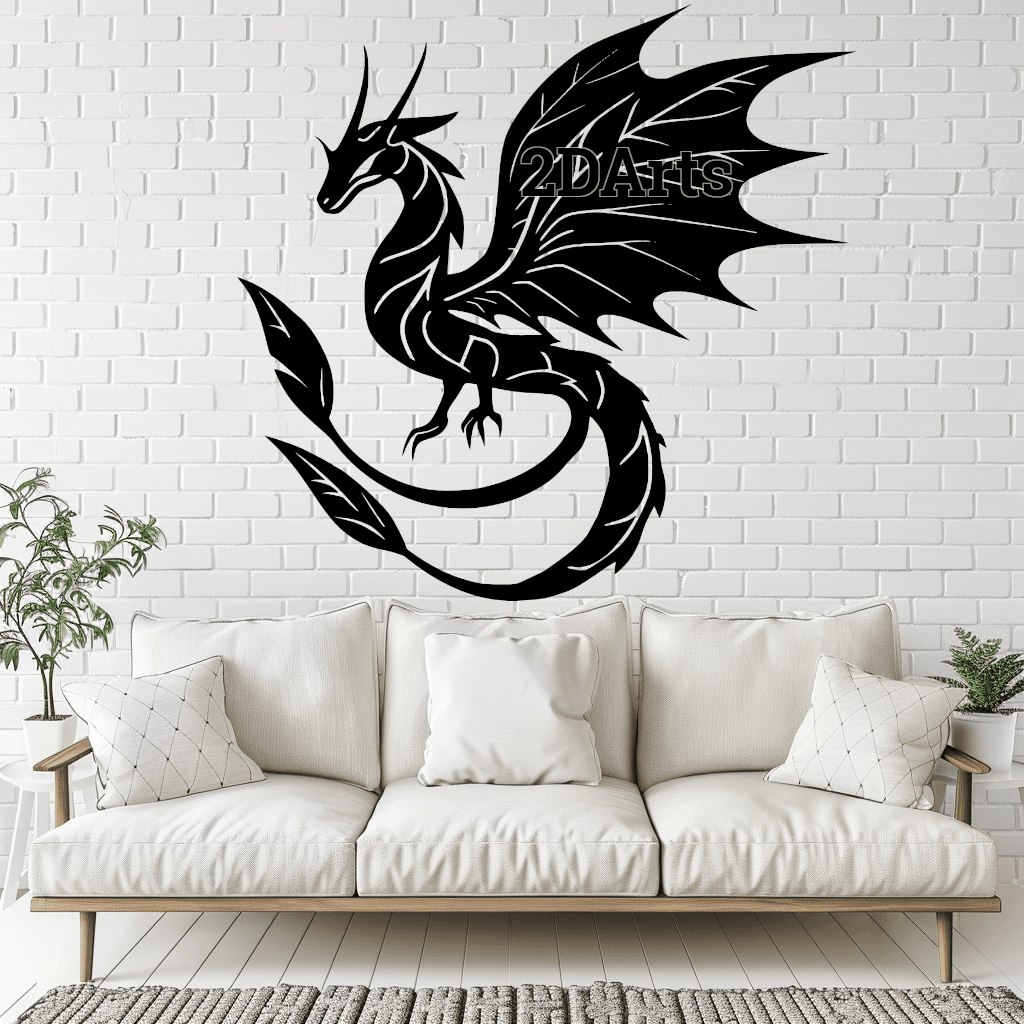 Leaf Dragon 2D Wall Art/Window Art - Digital STL & SVG File for 3D Printing or Laser Cutting 3d model