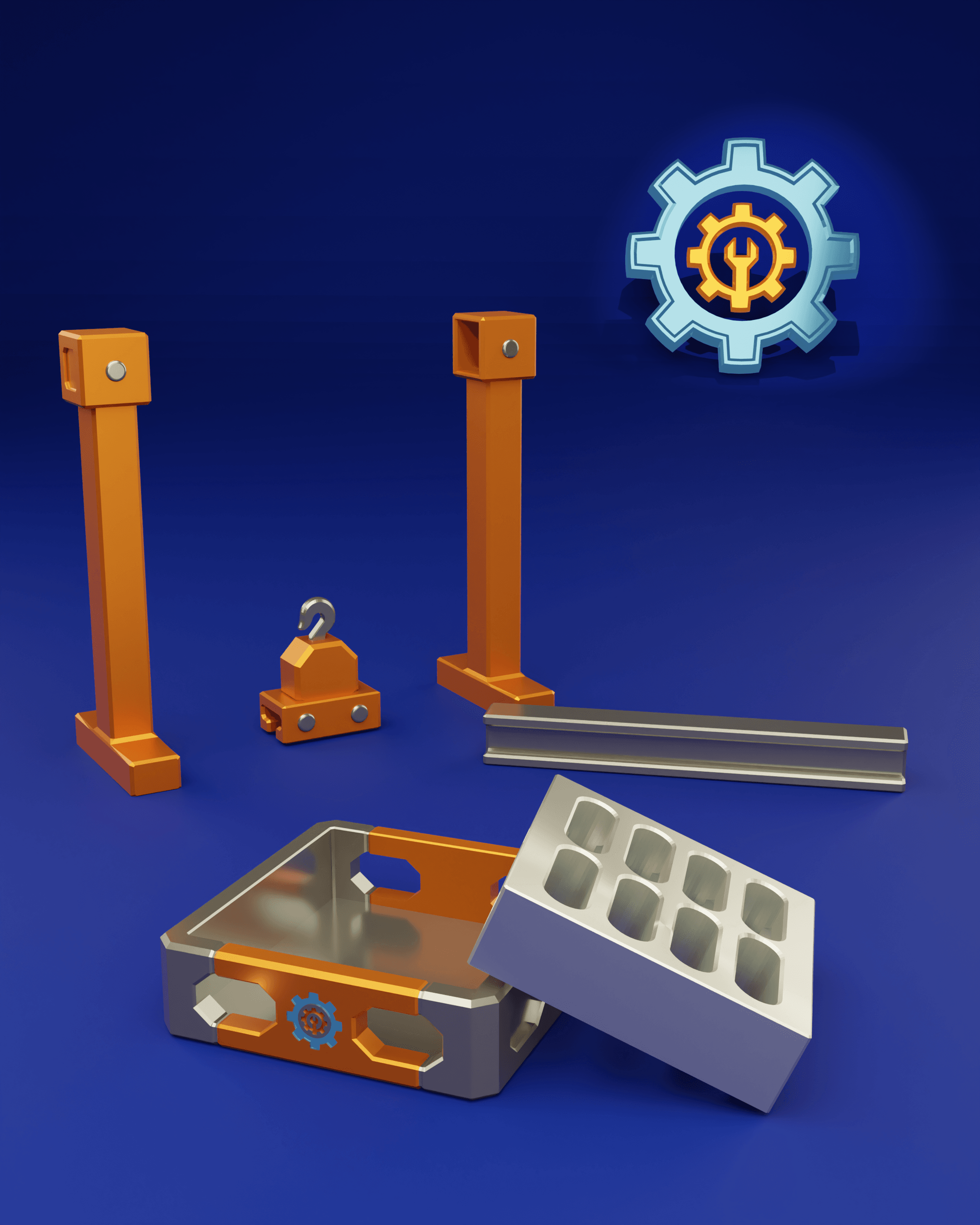 ModBot: Torque’s Gantry Crane & Heavy Pallet – Modular & Functional STL 3d model