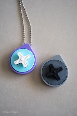 Mini Retro Snap - Pocket Fidget Keychain (3 Piece Press Fit) 3d model