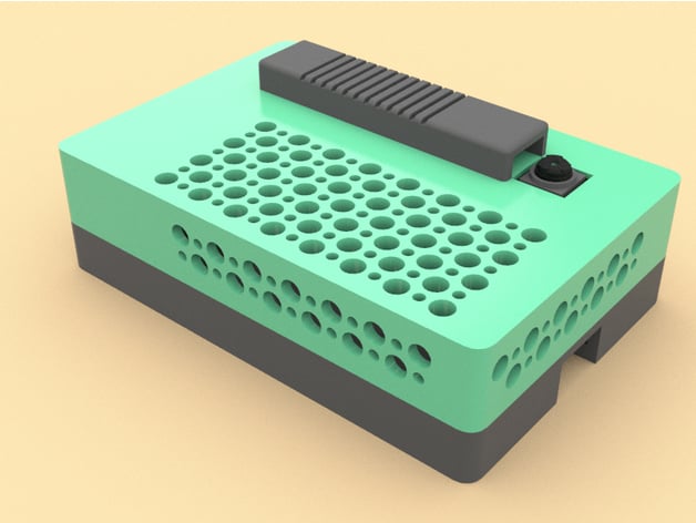 Pi 3B+ case with camera v2 mount and shutter 3d model