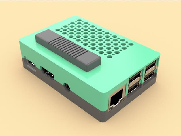 Pi 3B+ case with camera v2 mount and shutter 3d model