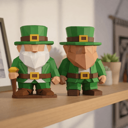 Lucky Leprechaun Duo STL File-Low Poly St. Patrick’s Day Bundle-Irish Gnome Figurines 3d model