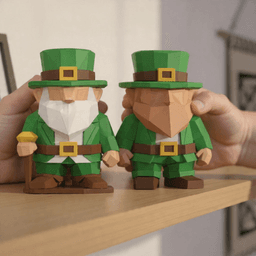 Lucky Leprechaun Duo STL File-Low Poly St. Patrick’s Day Bundle-Irish Gnome Figurines 3d model