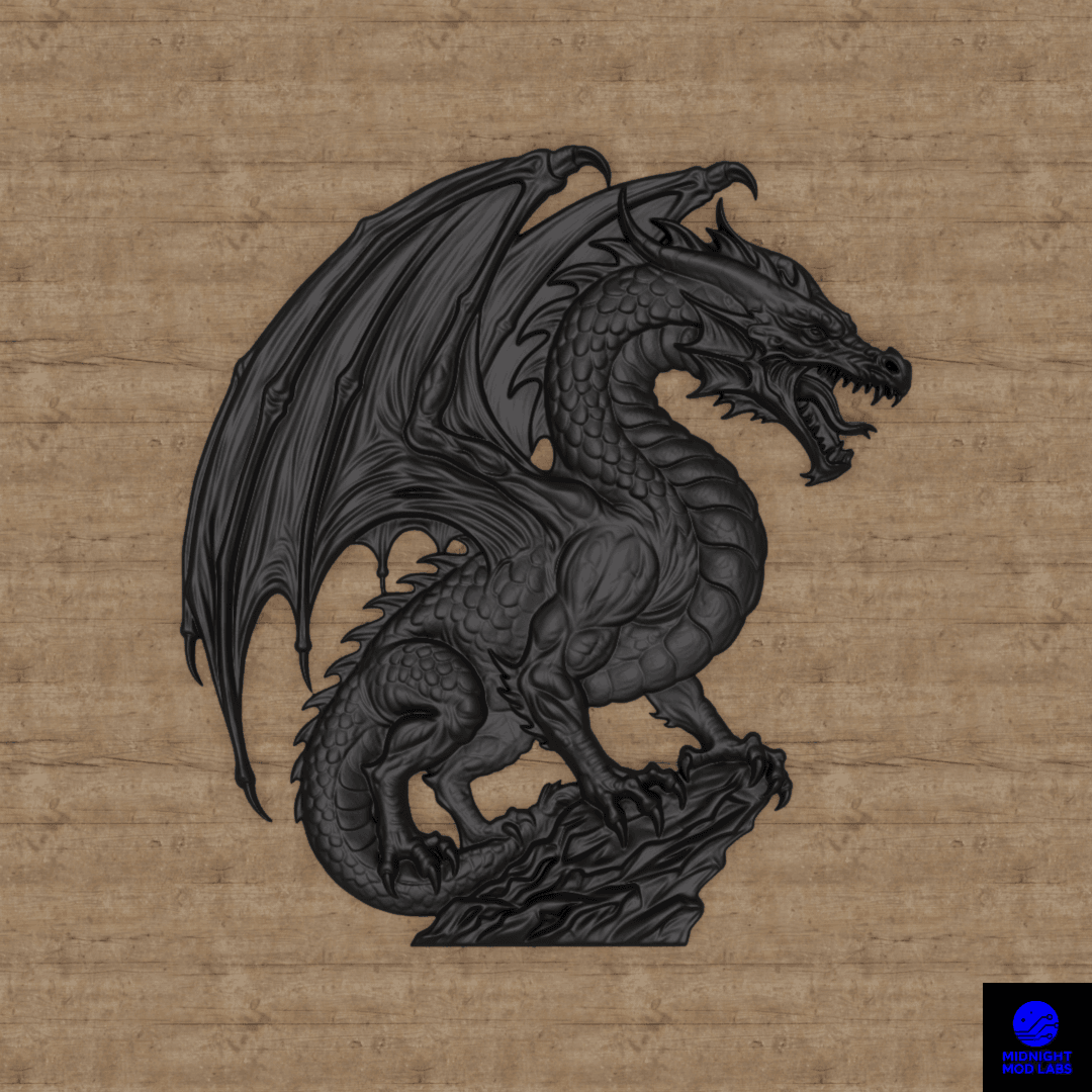 Guardian Dragon 3D Printed Wall Art 3d model