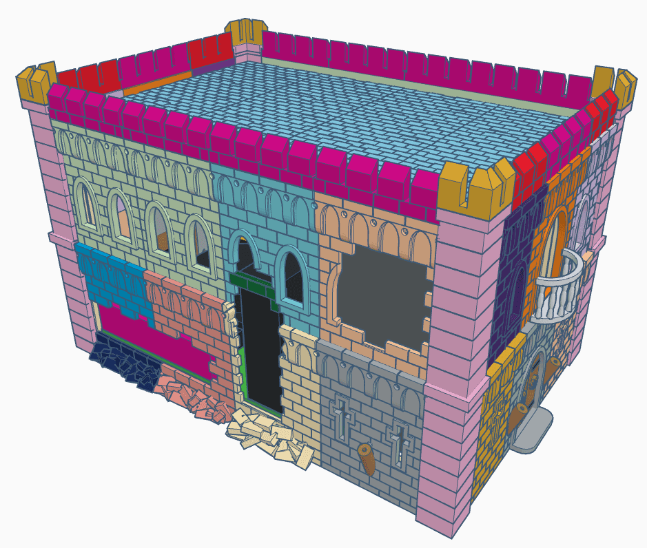 Castle PC Case  - The case is comprised of tiles that glue together - 3d model
