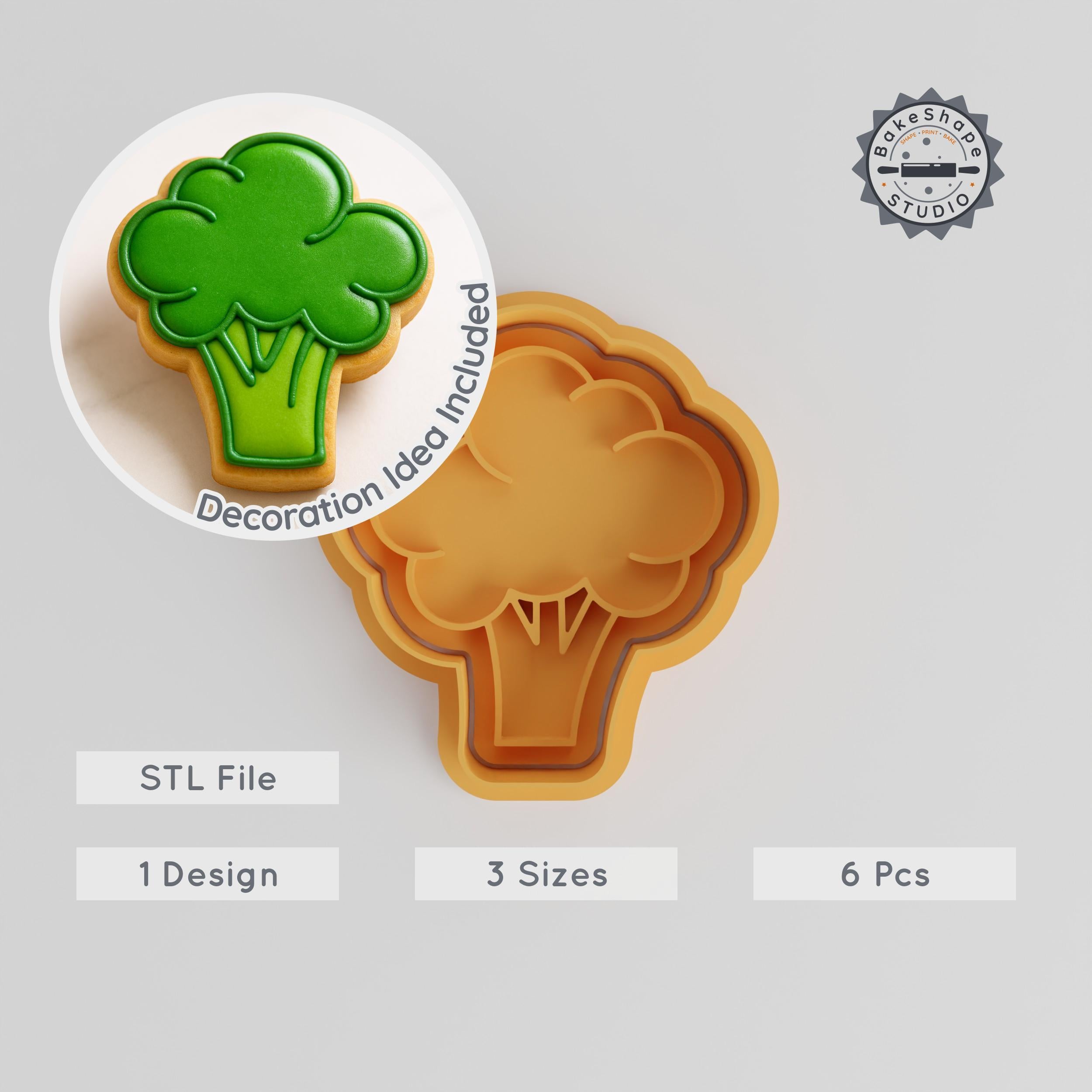 Broccoli Shape Cutter & Stamp Set, Perfect for Cookies & Fondant, 6-Piece Collection, Organic Veggie, Food Decor, Sizes S/M/L PRODUCT_1043 3d model