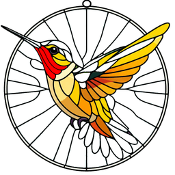 Hummingbird, Stained-glass Commercial Access, PETG 150x150 mm 3d model