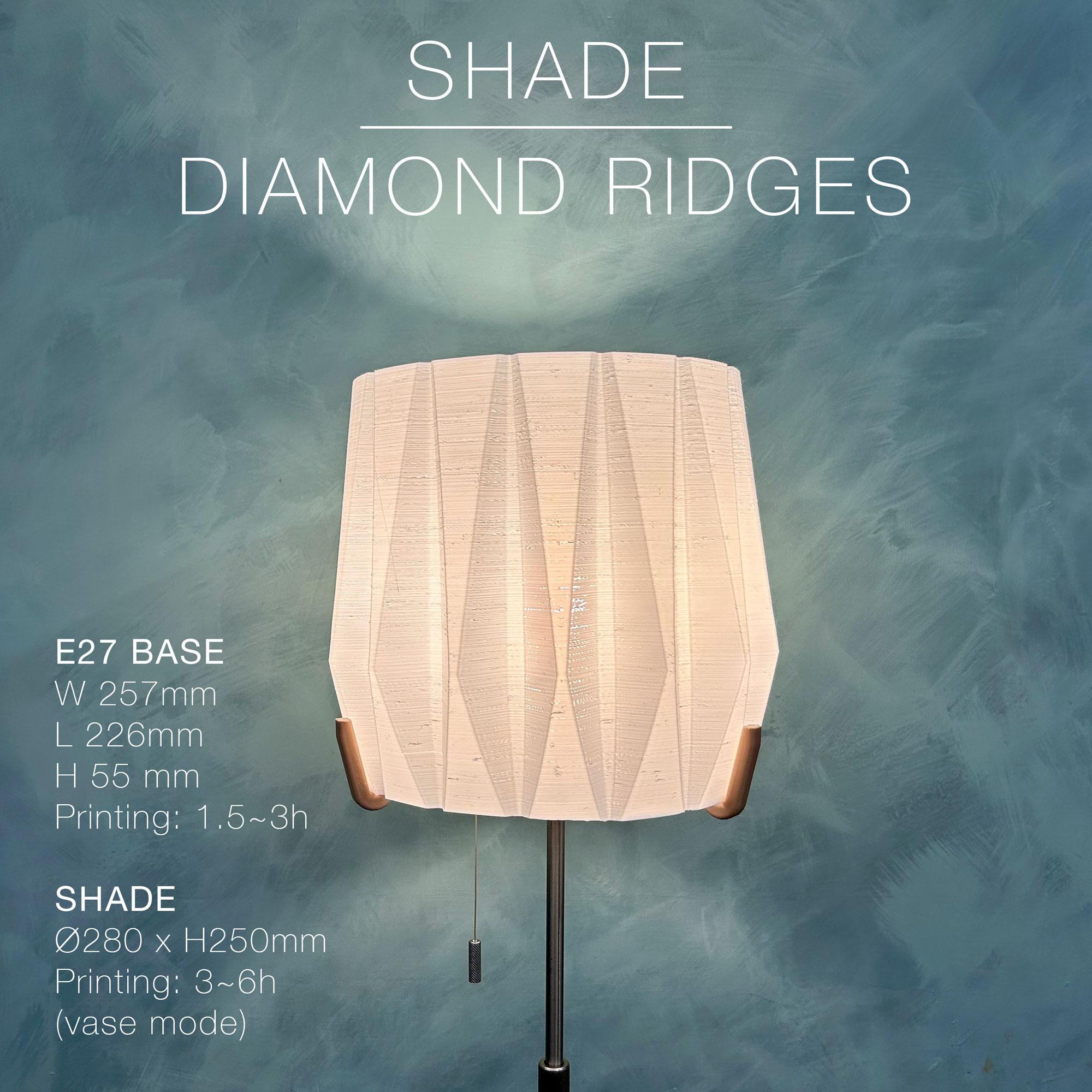 DIAMOND RIDGES | E27 Lamp Shade & base 3d model