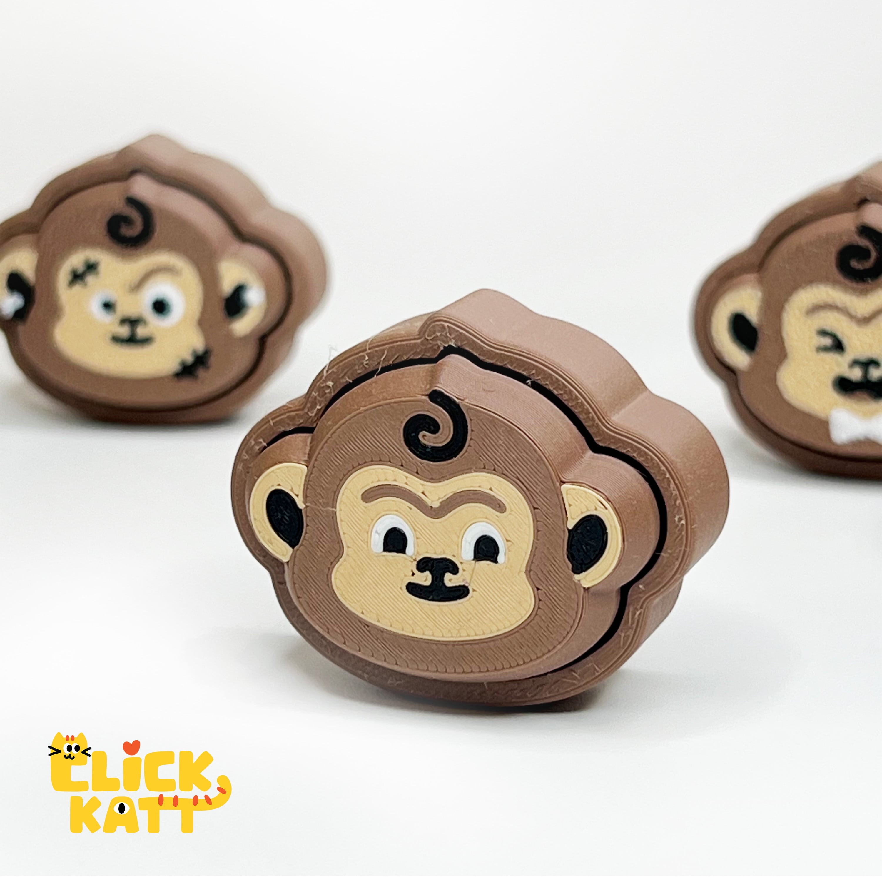 Monkey - Clicker Fidget Toy Keychain 3d model
