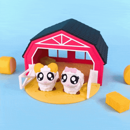 Diorama for Cute Flexi Animals, Sheep & Ram 3d model