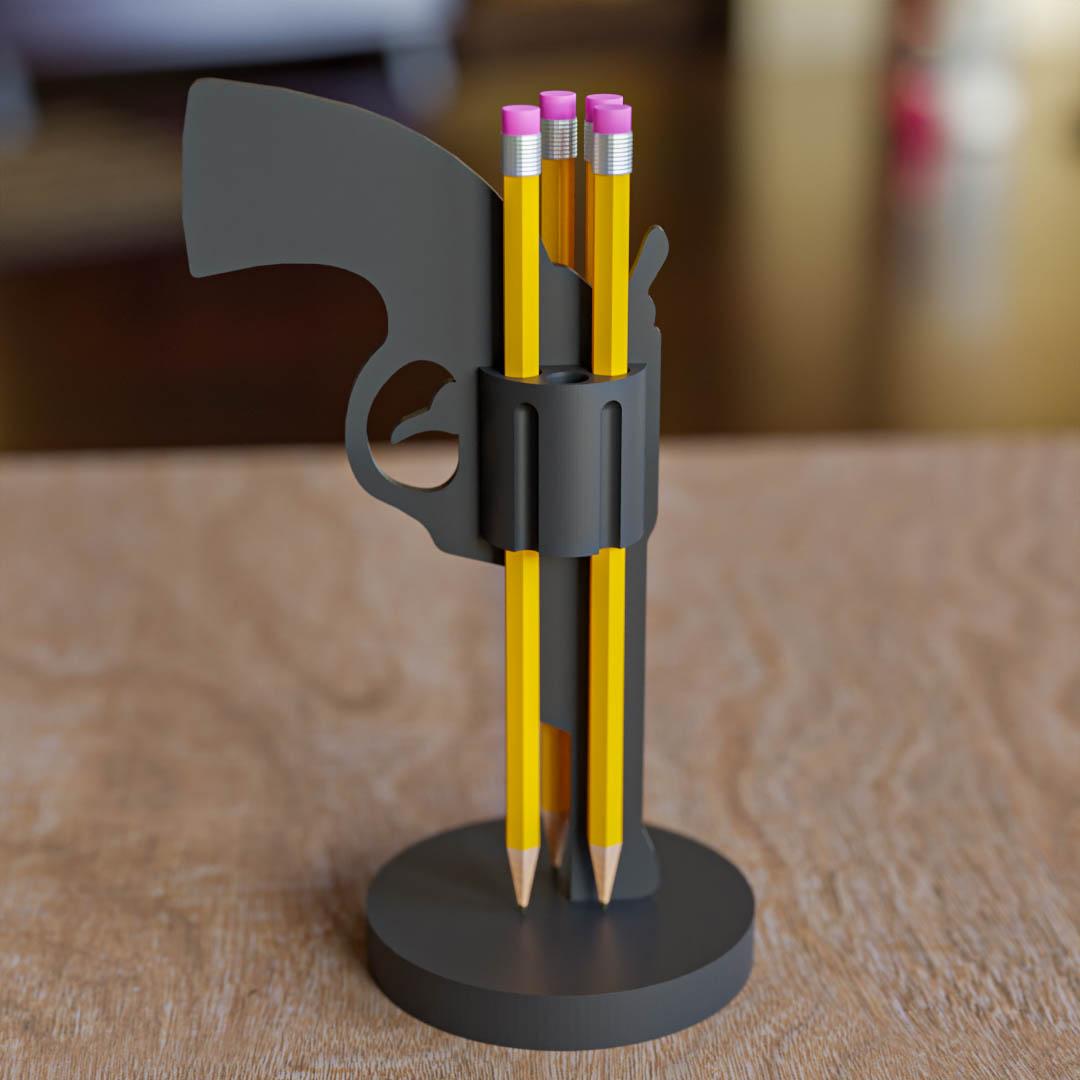 Revolver Pencil Holder #FunctionalArt 3d model