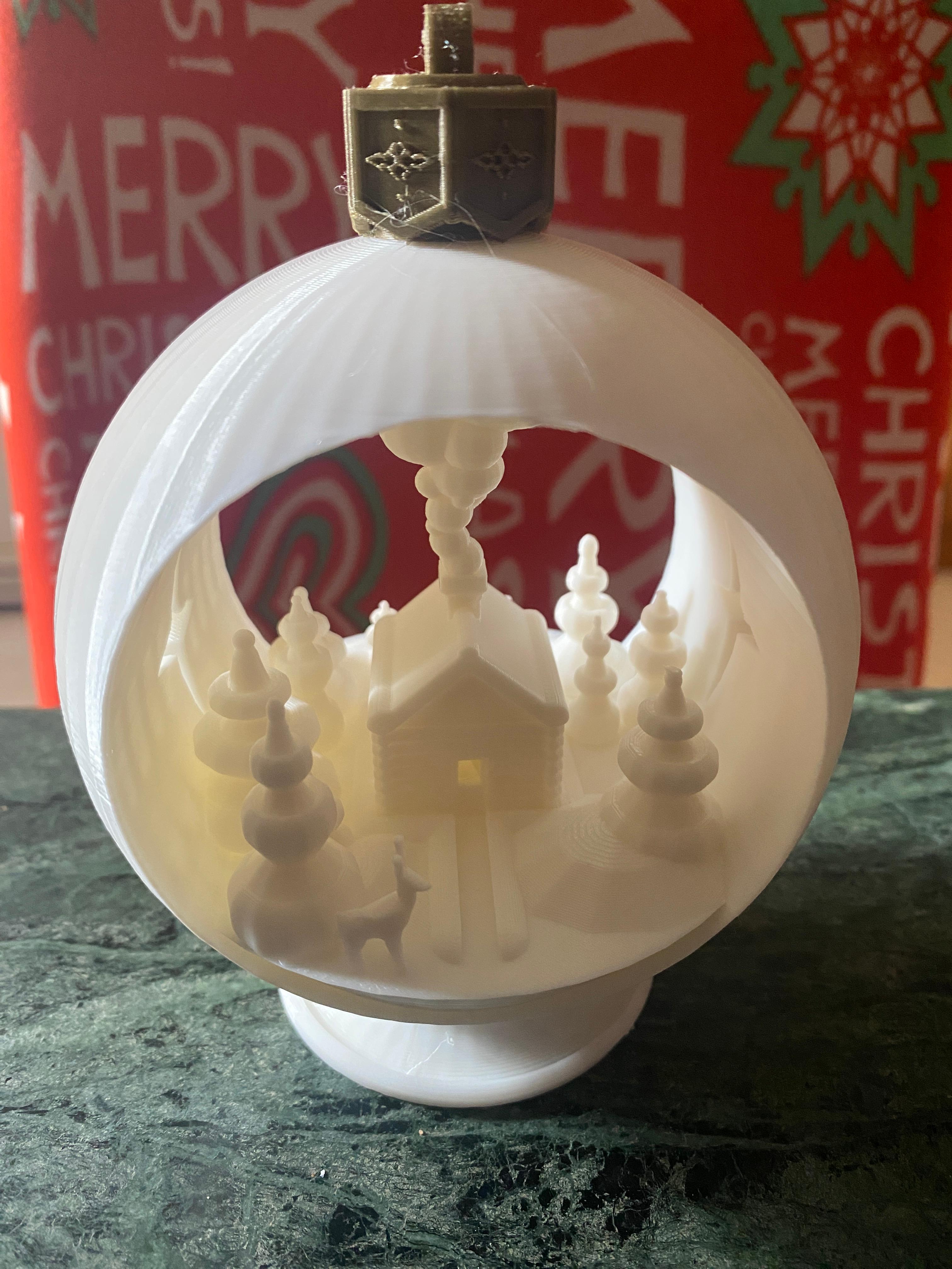 Snow Globe Votive Ornament - Winter Cabin 3d model