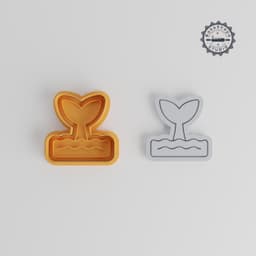 Whale Tail Ocean Cookie Cutter & Stamp Set, Sea Creature Shape, 3 Sizes, Perfect for Fondant, Marine Mammal Design PRODUCT_1158 3d model