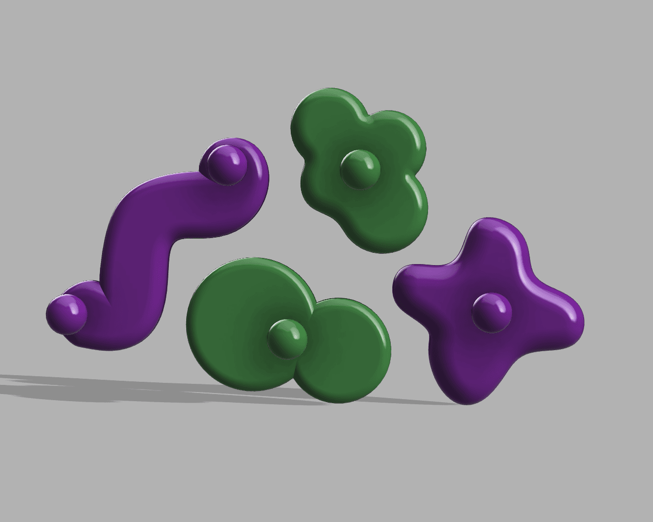 Wiggle Wall Hook Collection (set of 4) 3d model