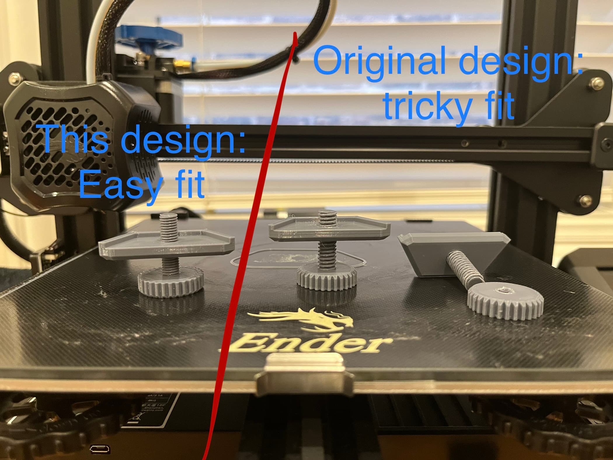 This modified design has a much easier fit right off the print bed than the original.