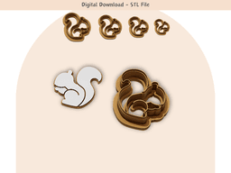 Squirrel Clay Cutter for Polymer Clay | Digital STL File | Clay Tools | 4 Sizes Fall Clay Cutters 3d model
