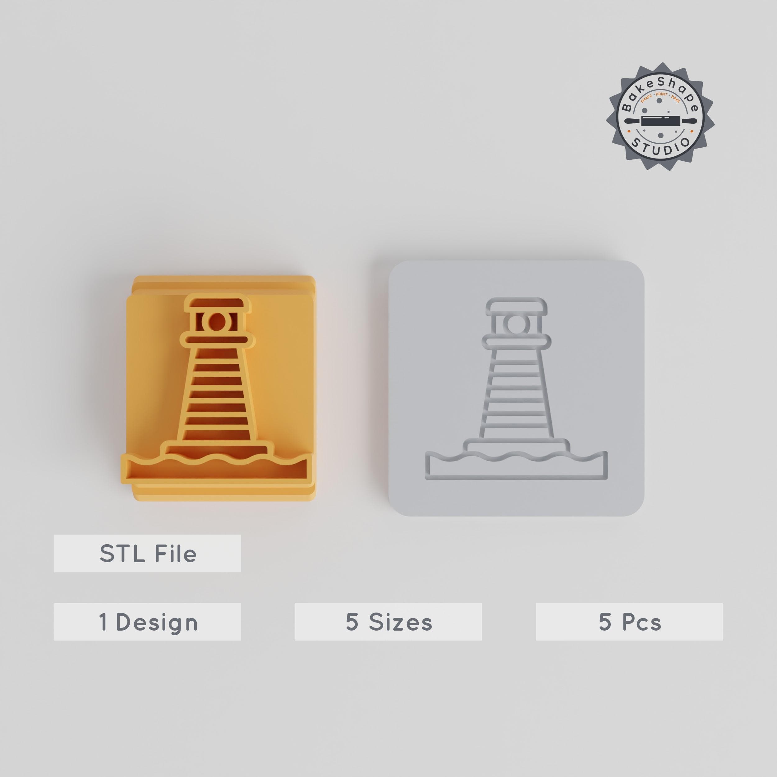 Lighthouse Stamp Tile Set, 5 Sizes, Coastal & Navigation Themes, Perfect for Clay, Cookies, Fondant & More PRODUCT_2671 3d model
