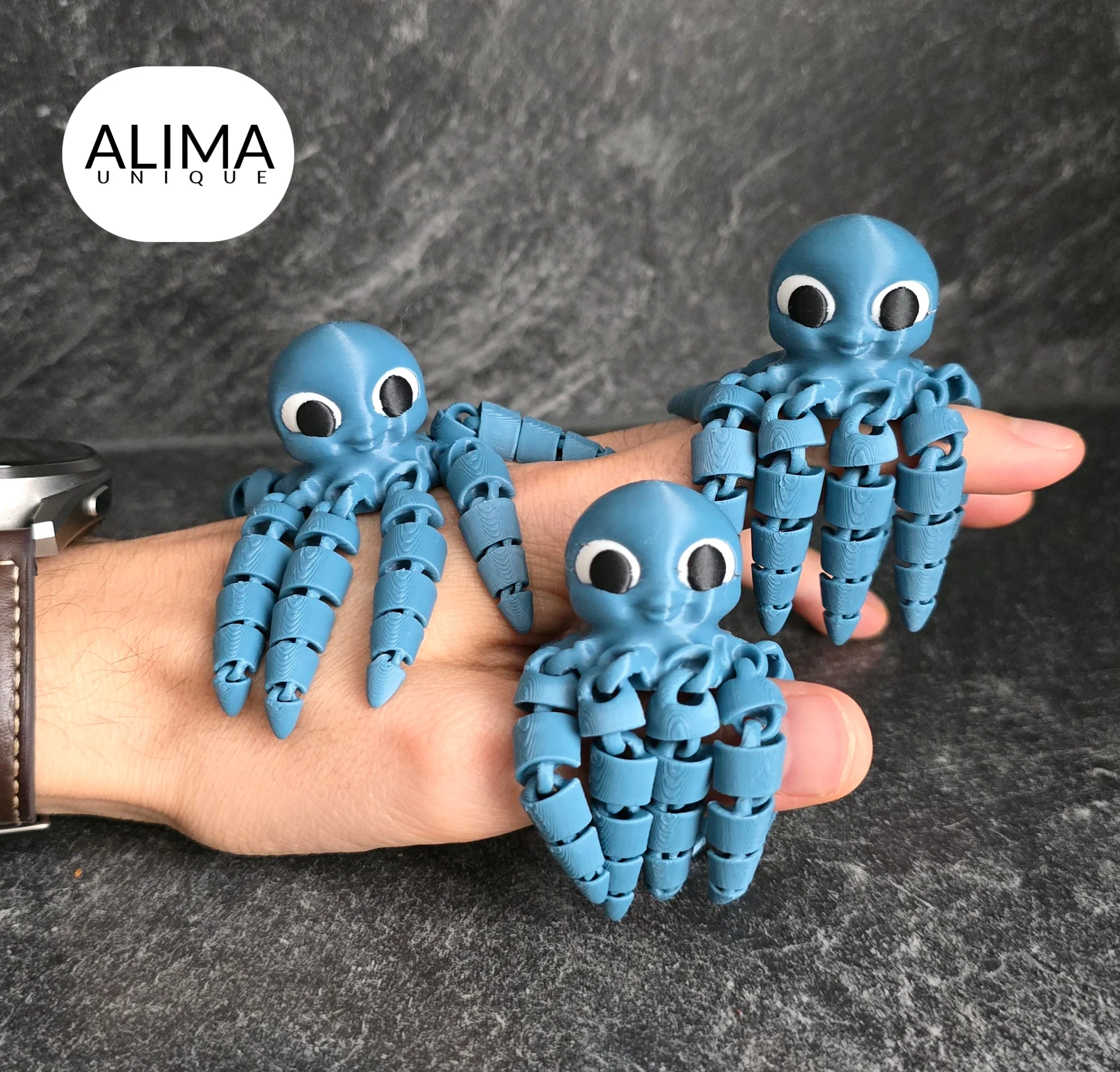 flexi baby octopus + keychain + separated parts 3d model