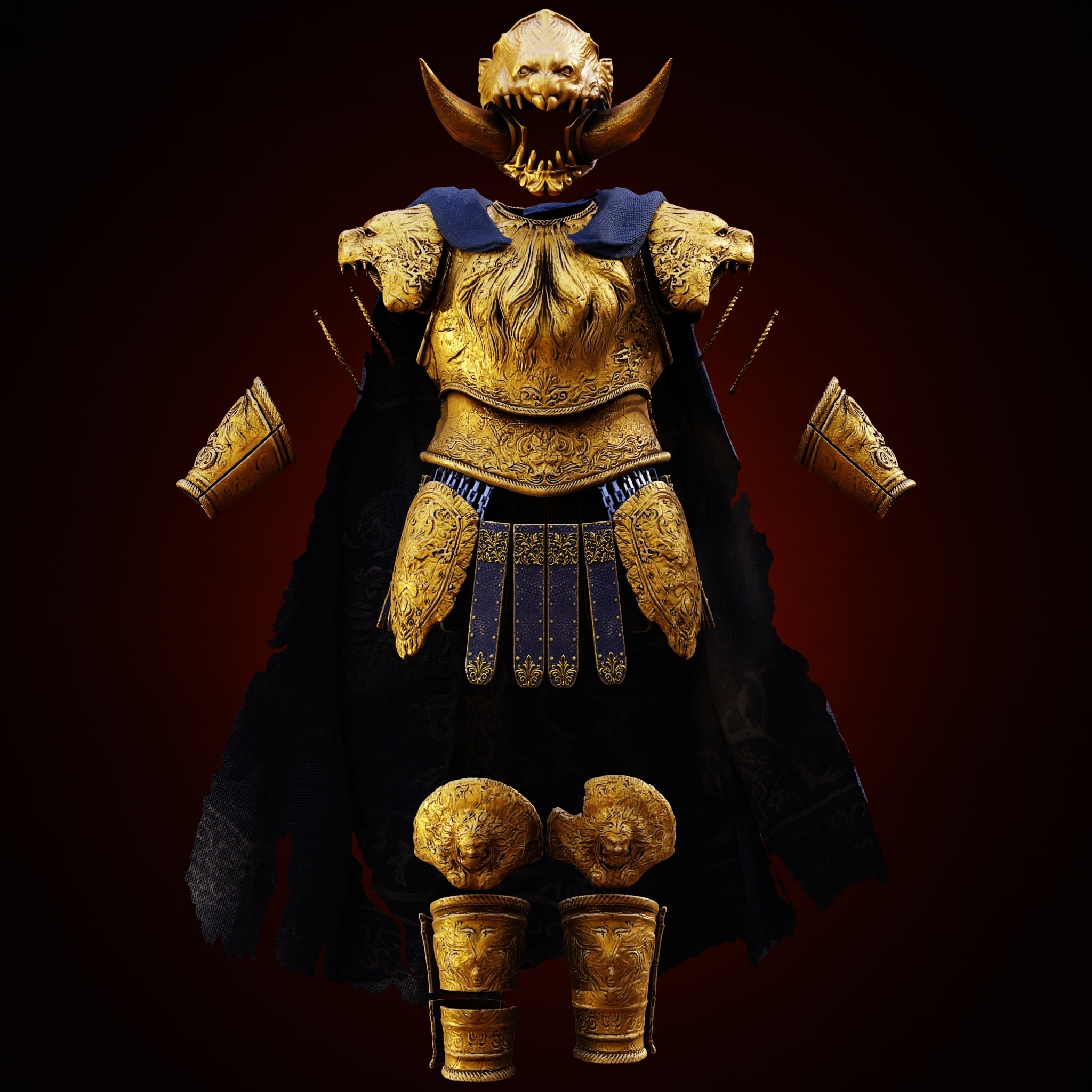 GENERAL RADAHN FULL ARMOR SET with HELMET life size cosplay - Elden Ring Fan Art 3d model