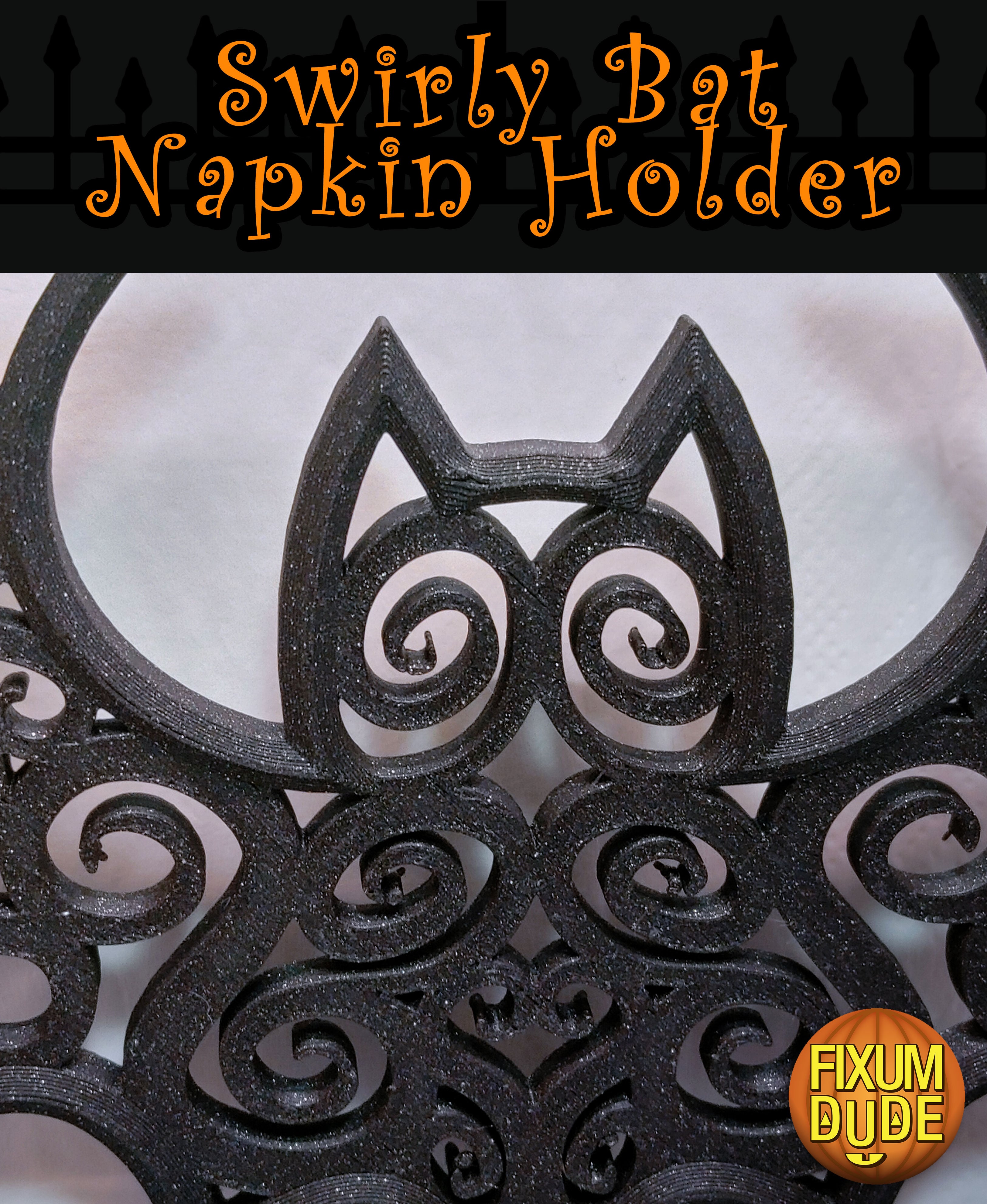 Swirly Bat Napkin Holder 3d model