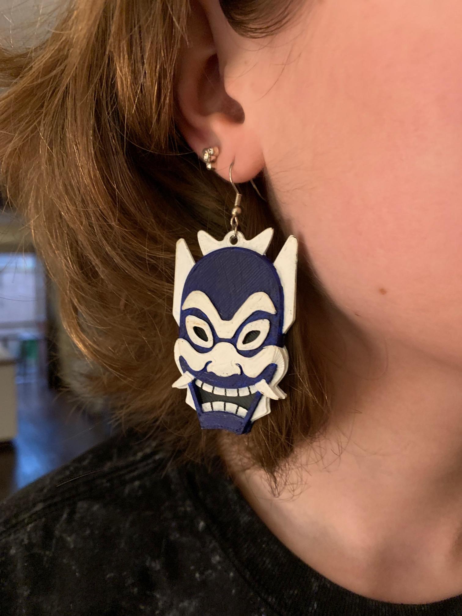 Blue Spirit Mask Earings.step 3d model