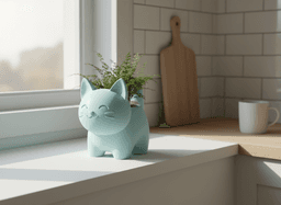 cute cat plant pot 3d model