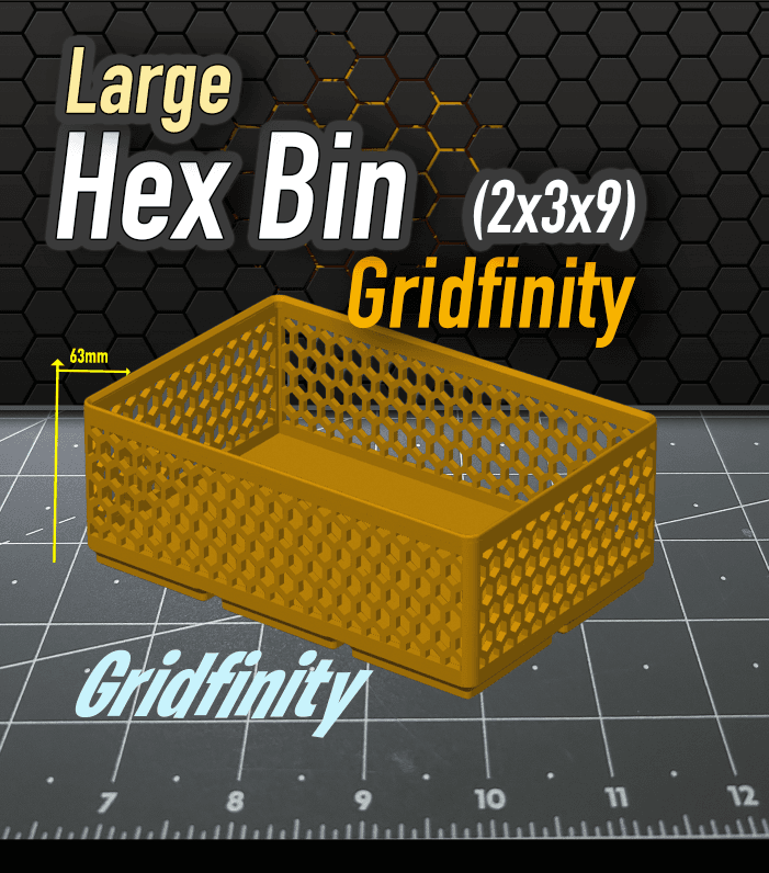 Hex Bin Gridfinity 2x3x9 3d model