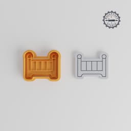 Cradle Cookie Cutter & Stamp Set, Baby Bed, Infant Cot, Crib Design, 3 Sizes S/M/L, Perfect for Cookies & Fondant PRODUCT_3596 3d model