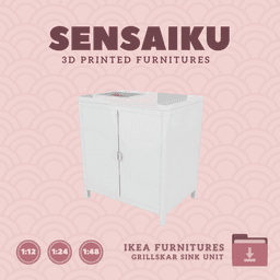 Miniature Replica GRILLSKAR Kitchen Sink Unit and Cabinet for Miniature Dollhouse - IKEA (1:12,24,48 3d model