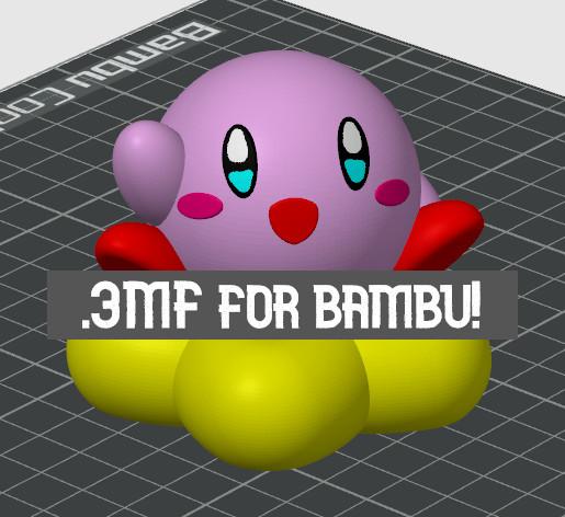 Kirby with warp star - Pre painted for bambu - Print in place 3d model