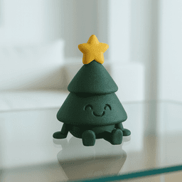 Articulated Christmas Tree Figurine | Flexi Adorable Holiday Decor | Cute Sitting Tree with Star Top 3d model