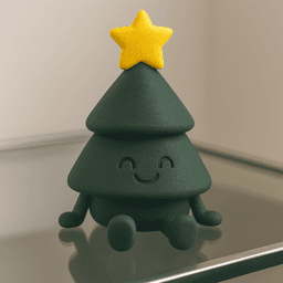 Articulated Christmas Tree Figurine | Flexi Adorable Holiday Decor | Cute Sitting Tree with Star Top 3d model