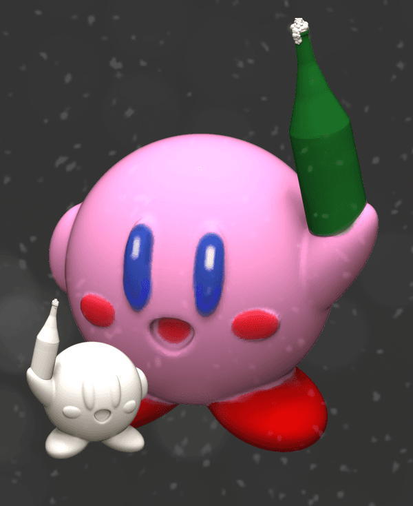 Kirby with Champagne (easy no support print) 3d model