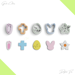 Easter Day Polymer Clay Cutter Package, 5 Models, 2 Cutter Version, 5 Size, Stl File, No: 1195 3d model