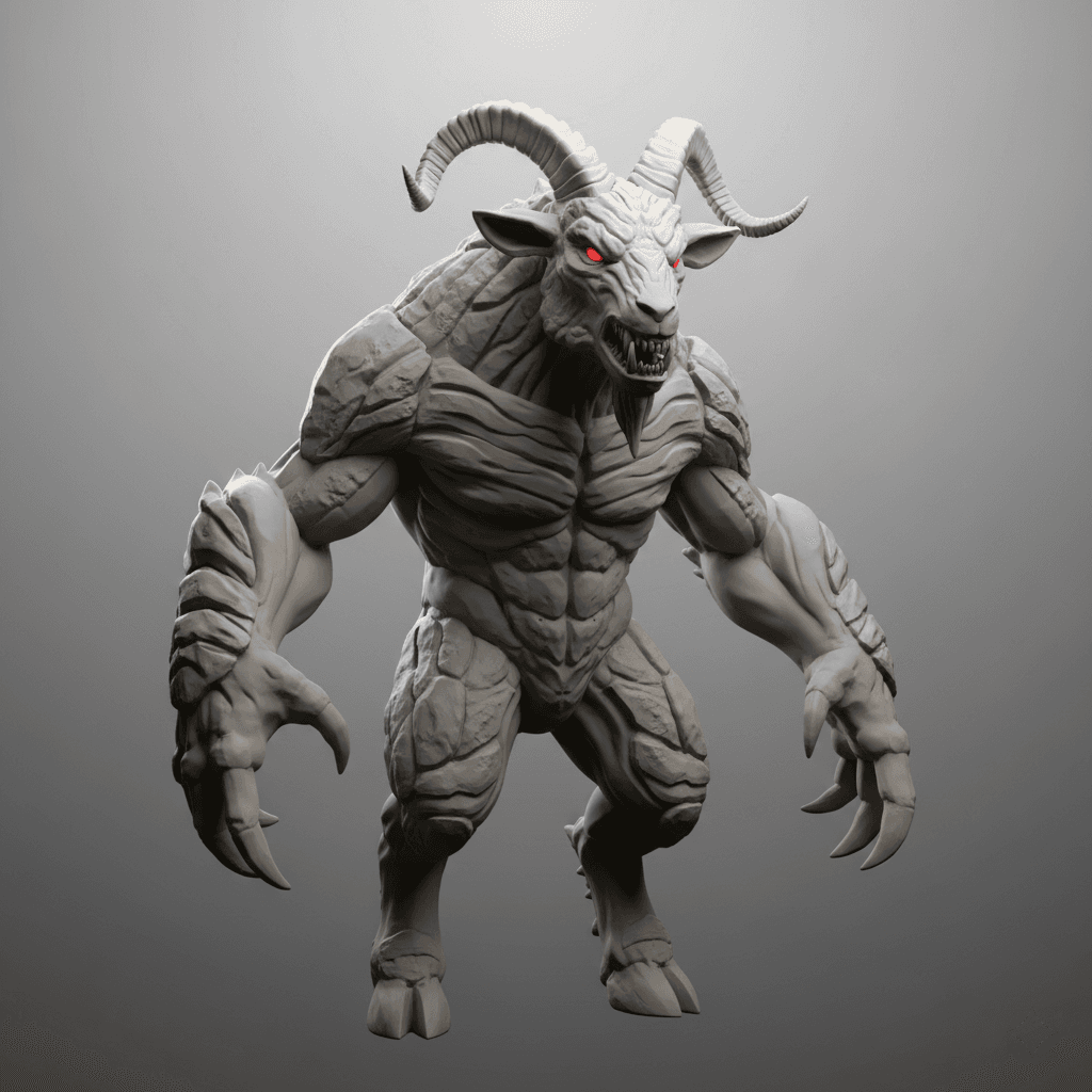 Mutant Goat Fantasy Creature Detailed Printable STL 3d model